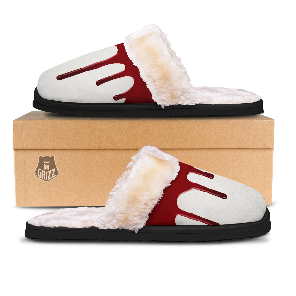 Blood Flowing Red Print Slippers-grizzshop