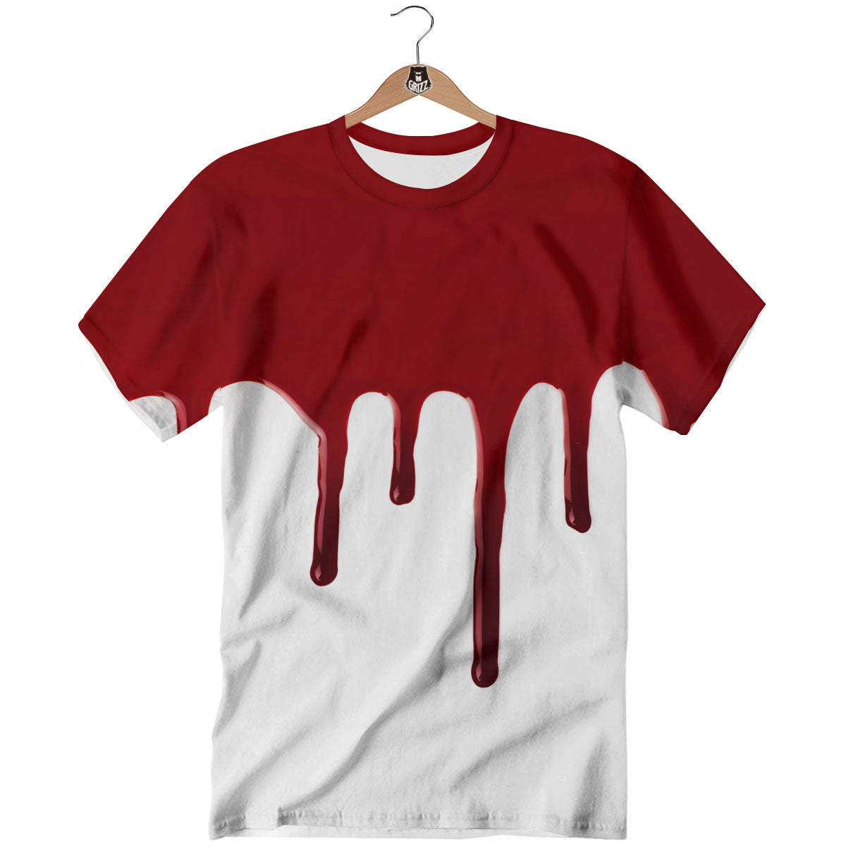 Blood Flowing Red Print T-Shirt-grizzshop
