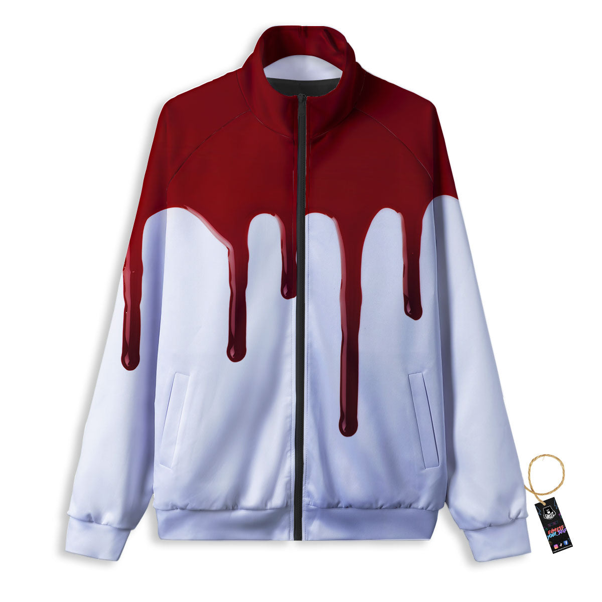 Blood Flowing Red Print Track Jacket-grizzshop