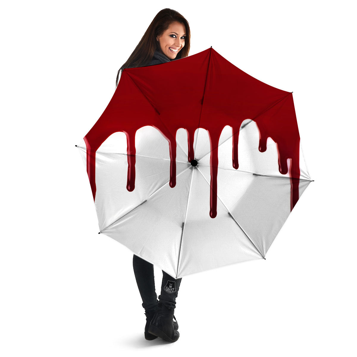 Blood Flowing Red Print Umbrella-grizzshop