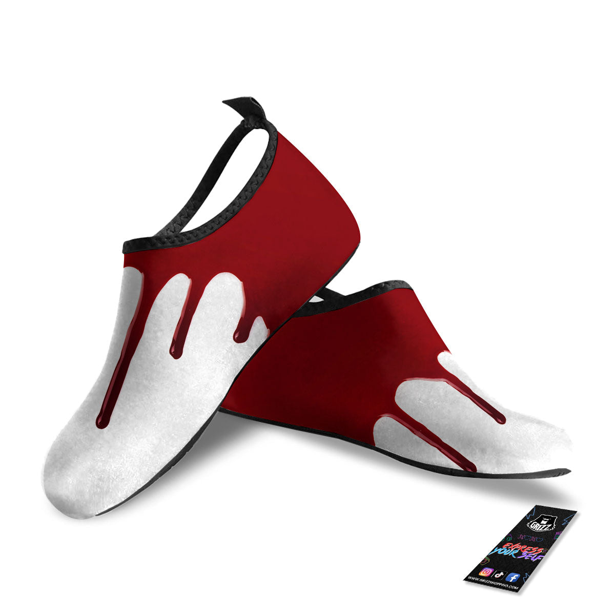 Blood Flowing Red Print Water Shoes-grizzshop
