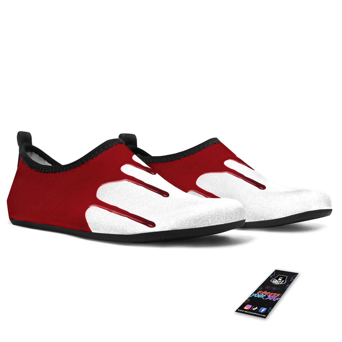 Blood Flowing Red Print Water Shoes-grizzshop