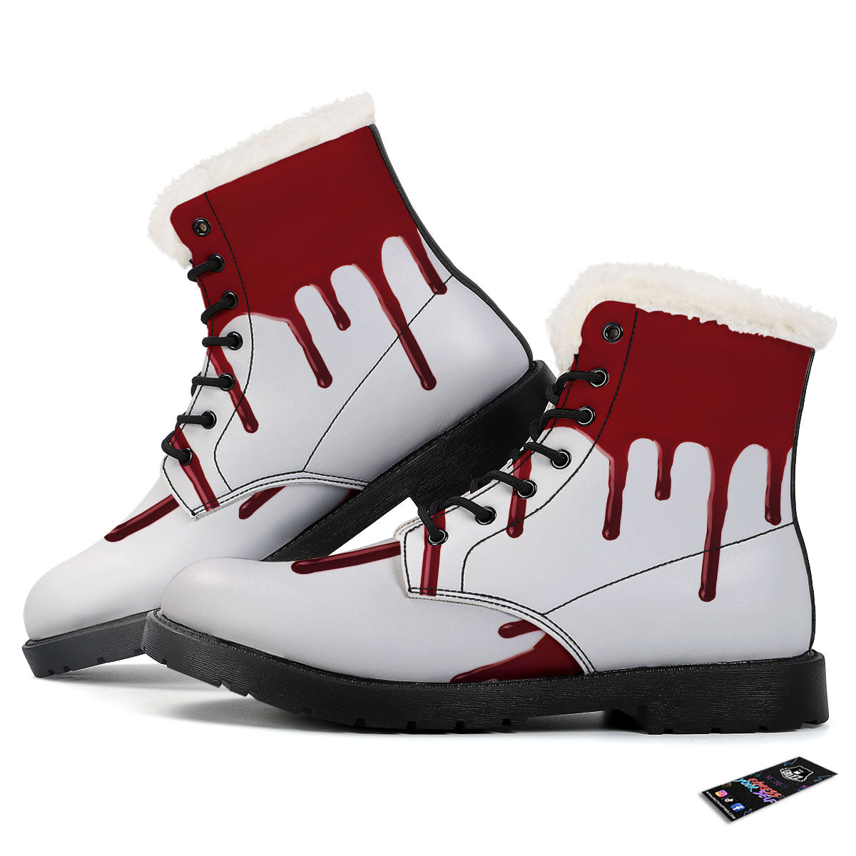 Blood Flowing Red Print Winter Boots-grizzshop