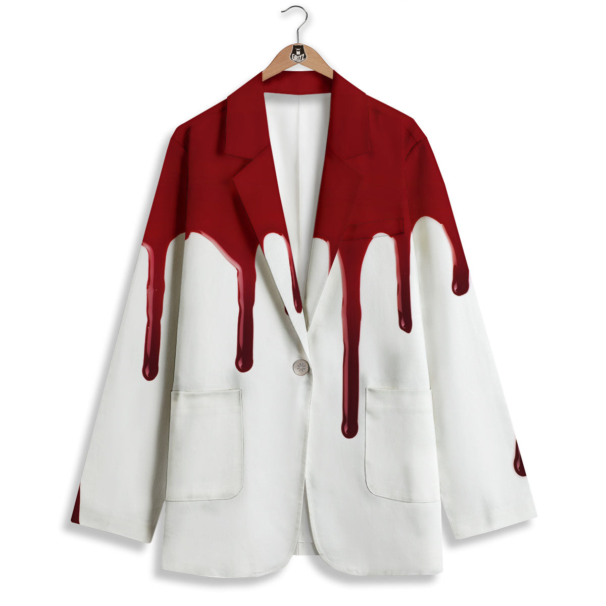 Blood Flowing Red Print Women's Blazer-grizzshop
