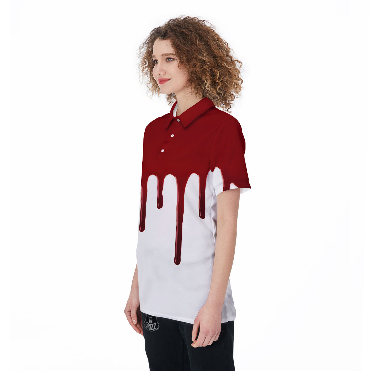 Blood Flowing Red Print Women's Golf Shirts-grizzshop