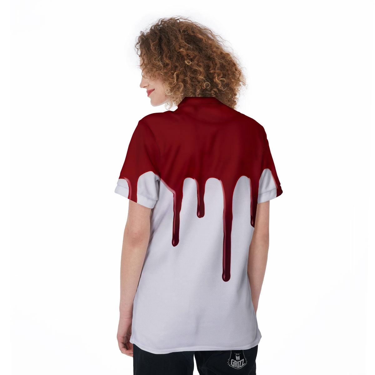 Blood Flowing Red Print Women's Golf Shirts-grizzshop