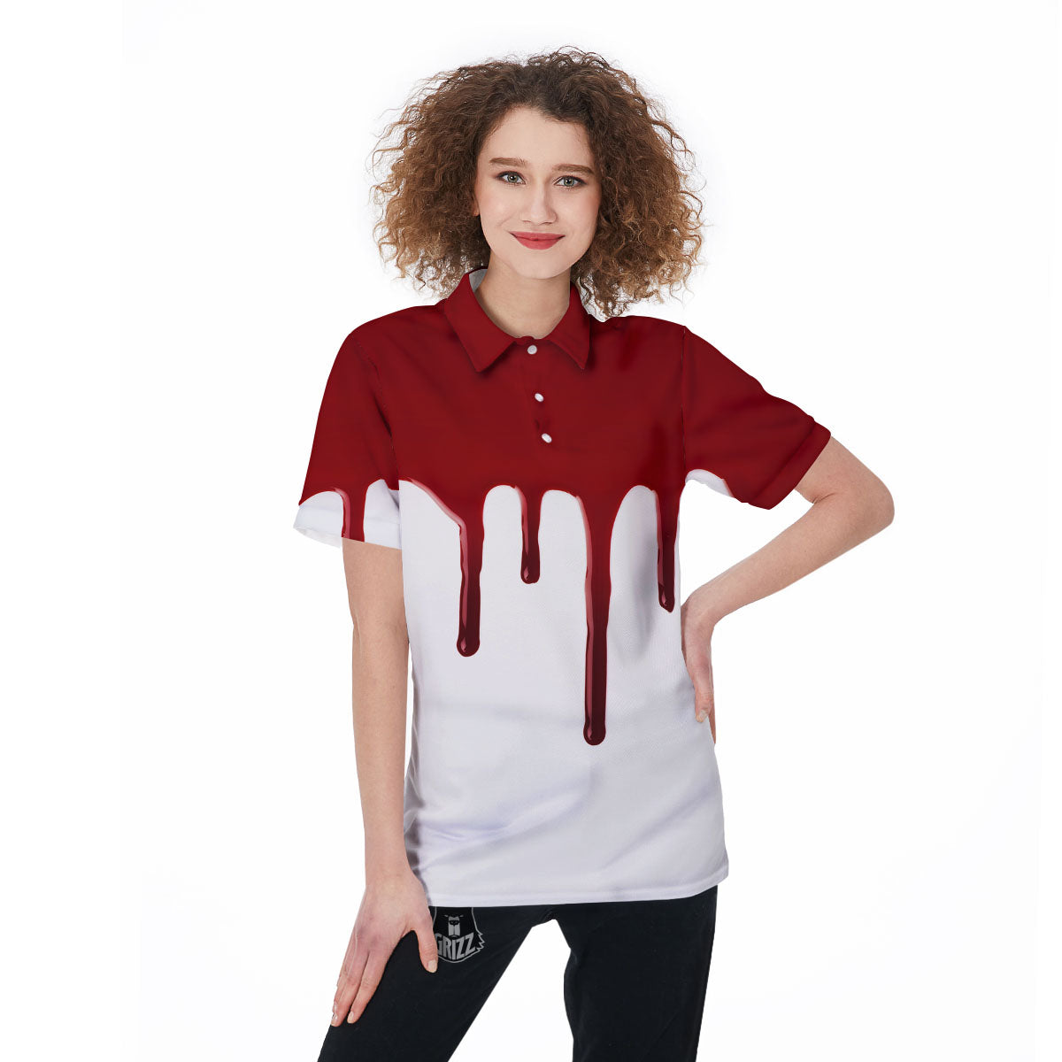 Blood Flowing Red Print Women's Golf Shirts-grizzshop