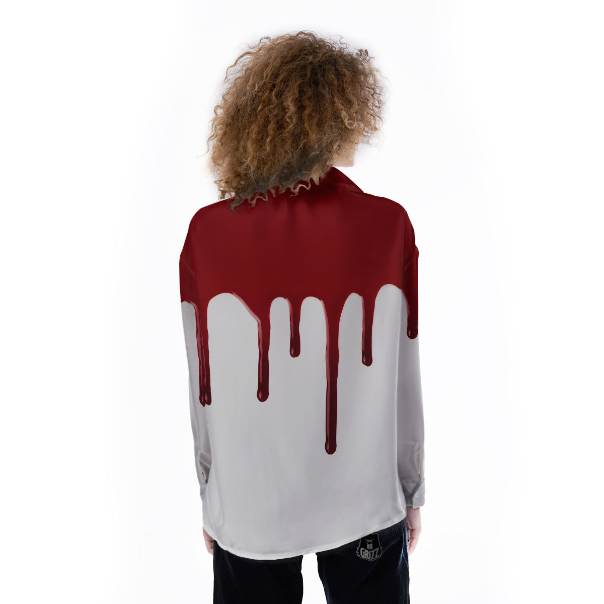 Blood Flowing Red Print Women's Long Sleeve Shirts-grizzshop