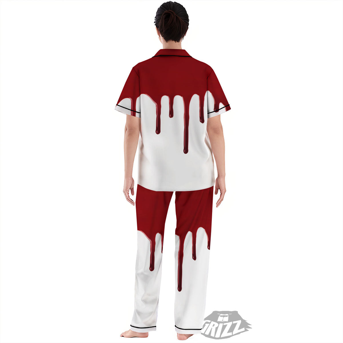 Blood Flowing Red Print Women's Pajamas Set-grizzshop