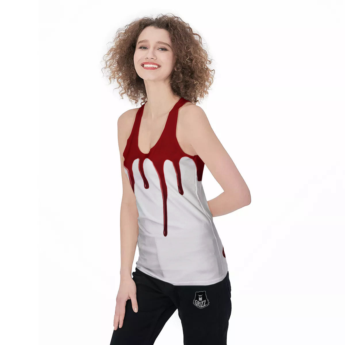 Blood Flowing Red Print Women's Racerback Tank Top-grizzshop