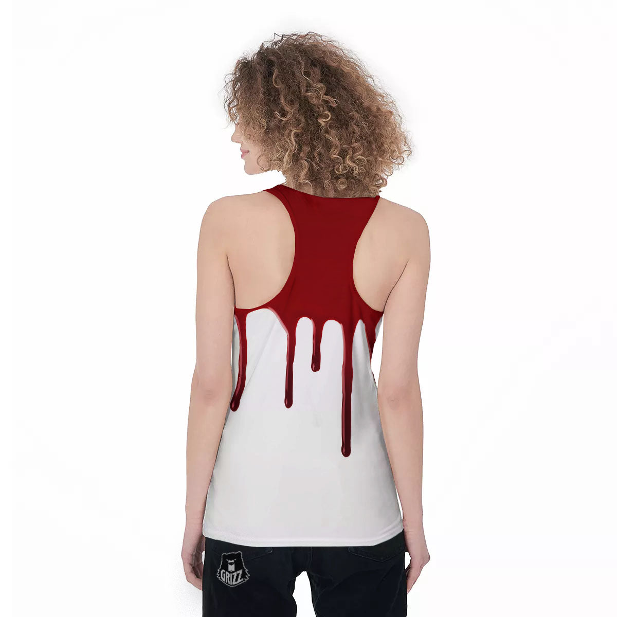 Blood Flowing Red Print Women's Racerback Tank Top-grizzshop