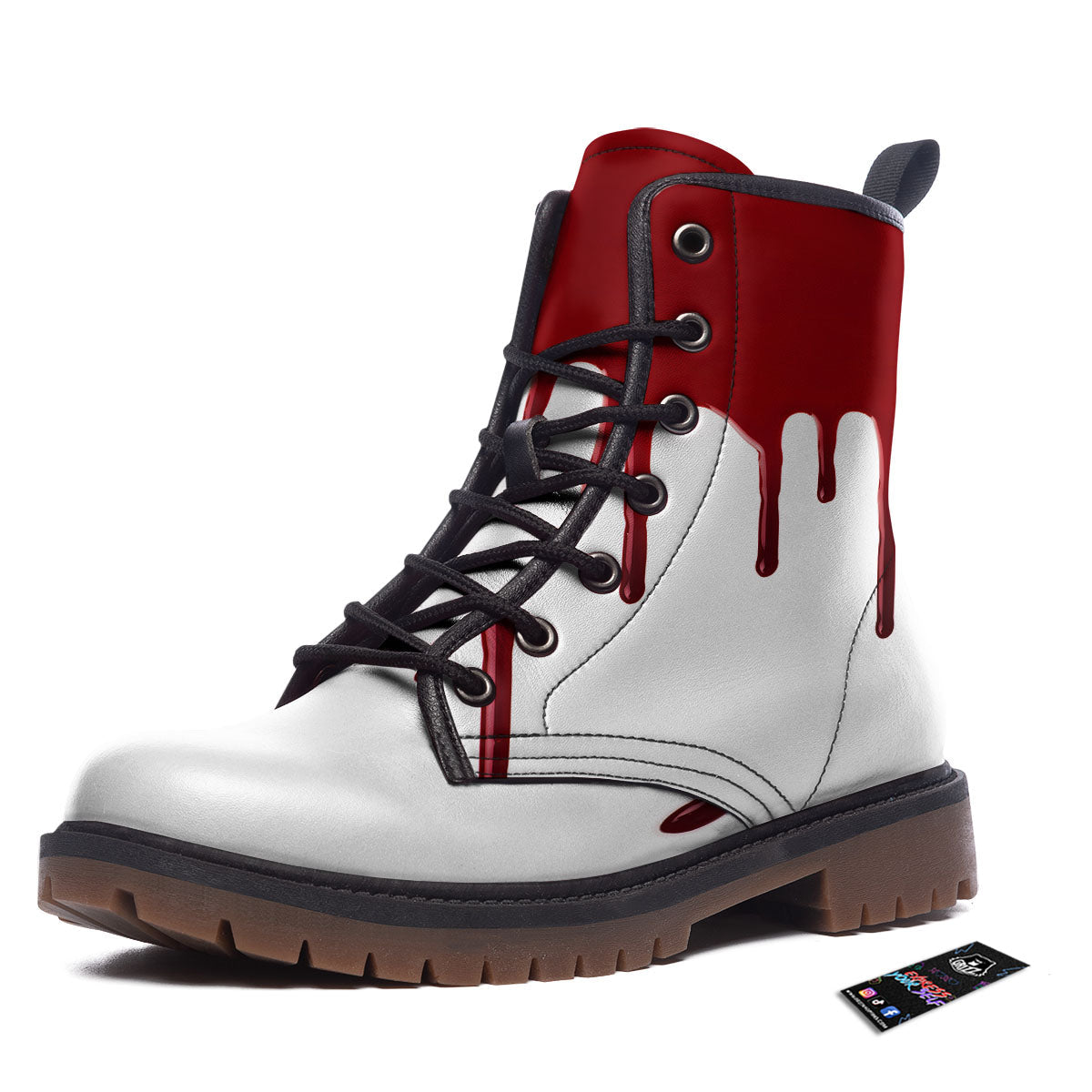 Blood Flowing Red Print Work Boots-grizzshop
