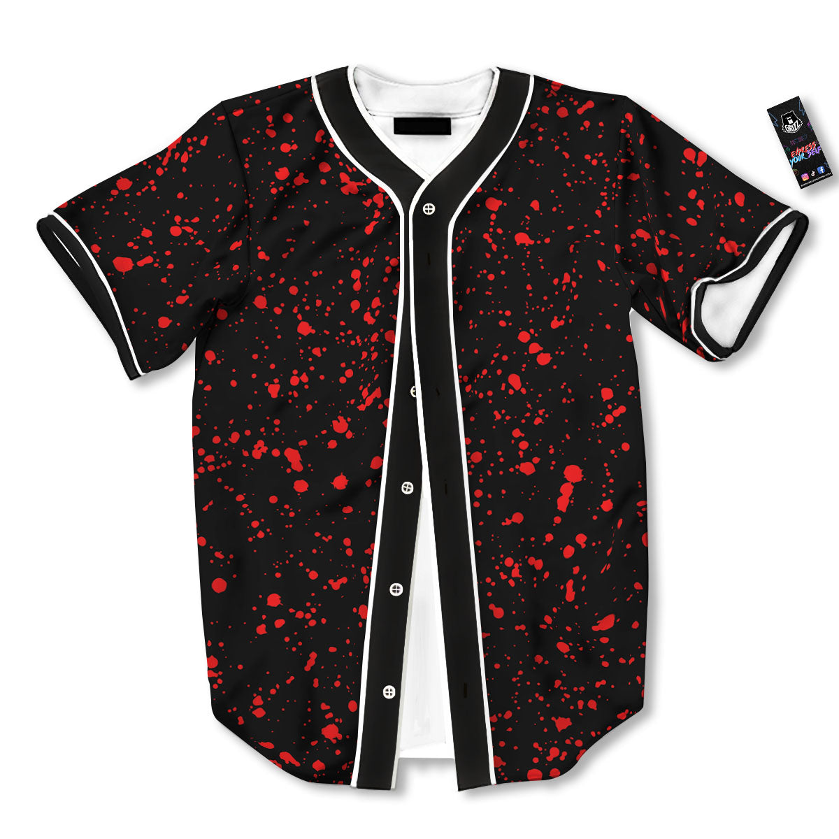 Blood Red Print Pattern Baseball Jersey-grizzshop