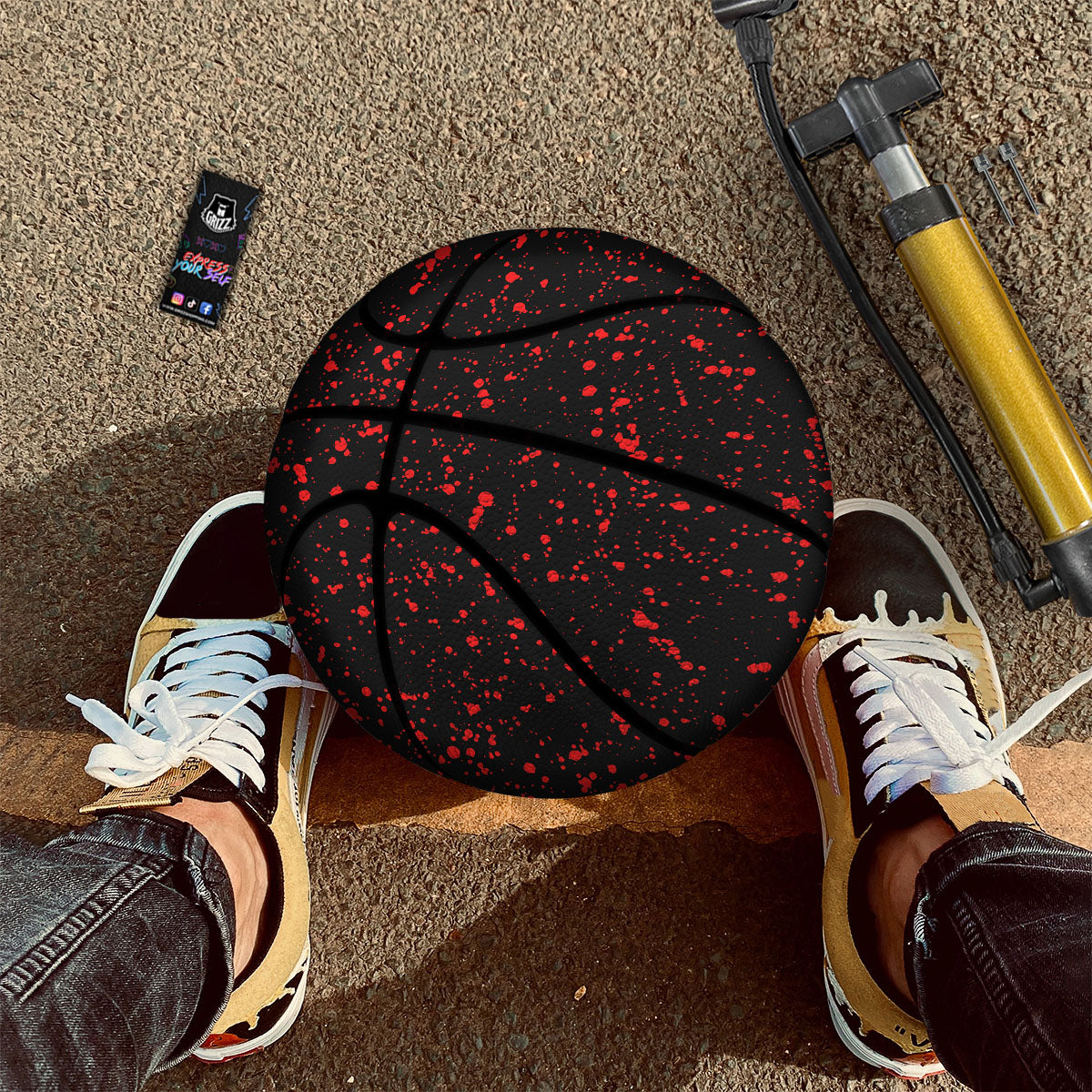 Blood Red Print Pattern Basketball-grizzshop