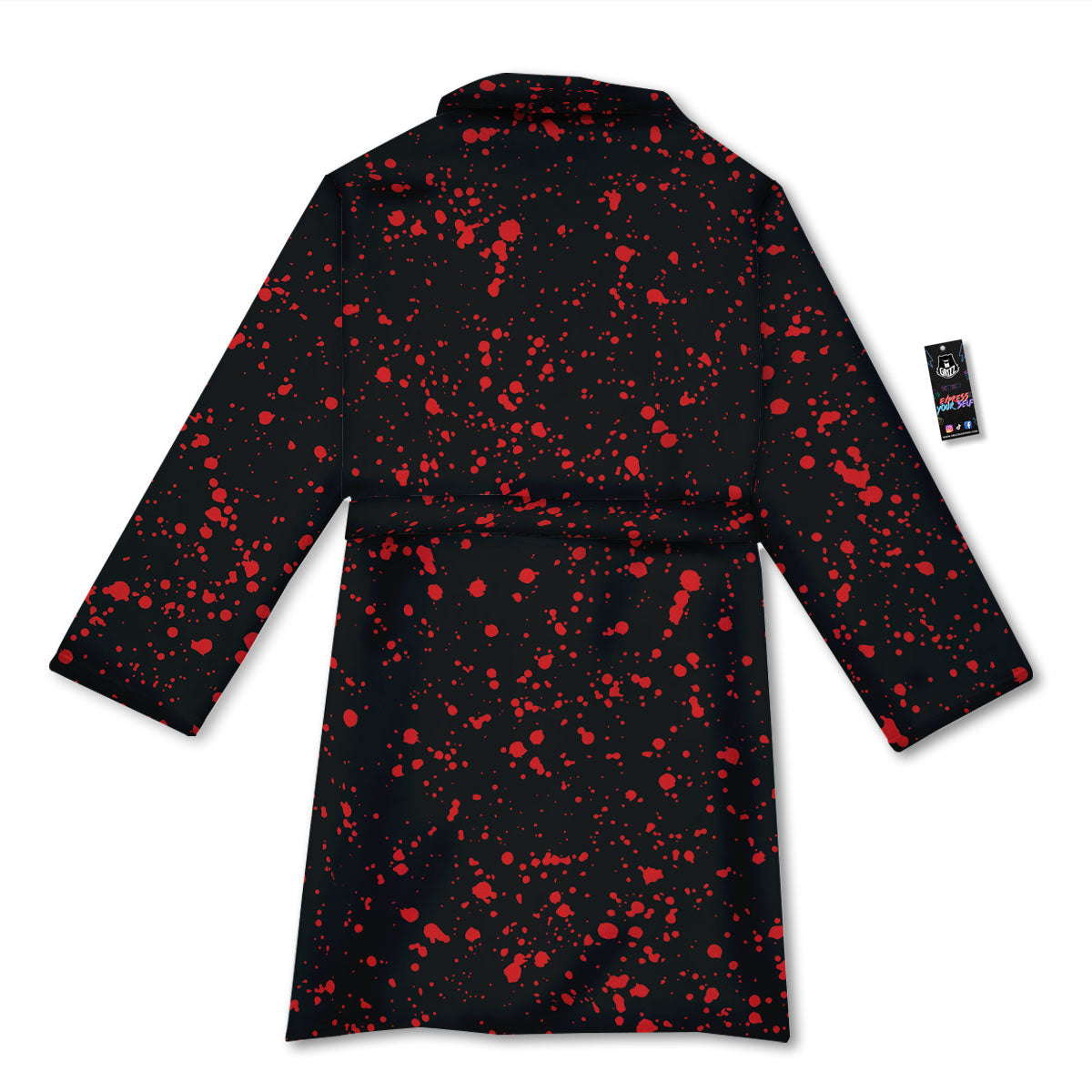 Blood Red Print Pattern Bathrobe-grizzshop