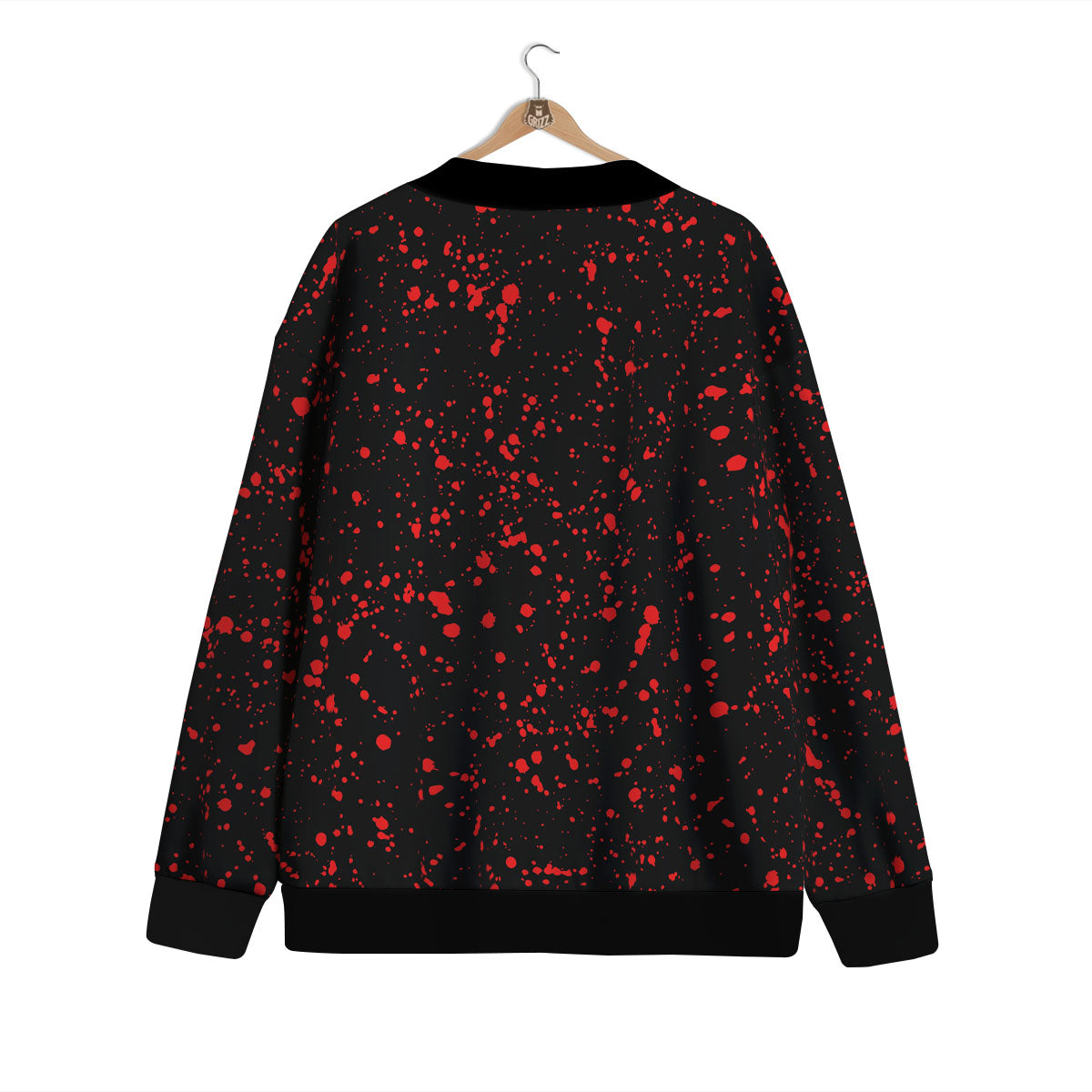 Blood Red Print Pattern Cardigan-grizzshop