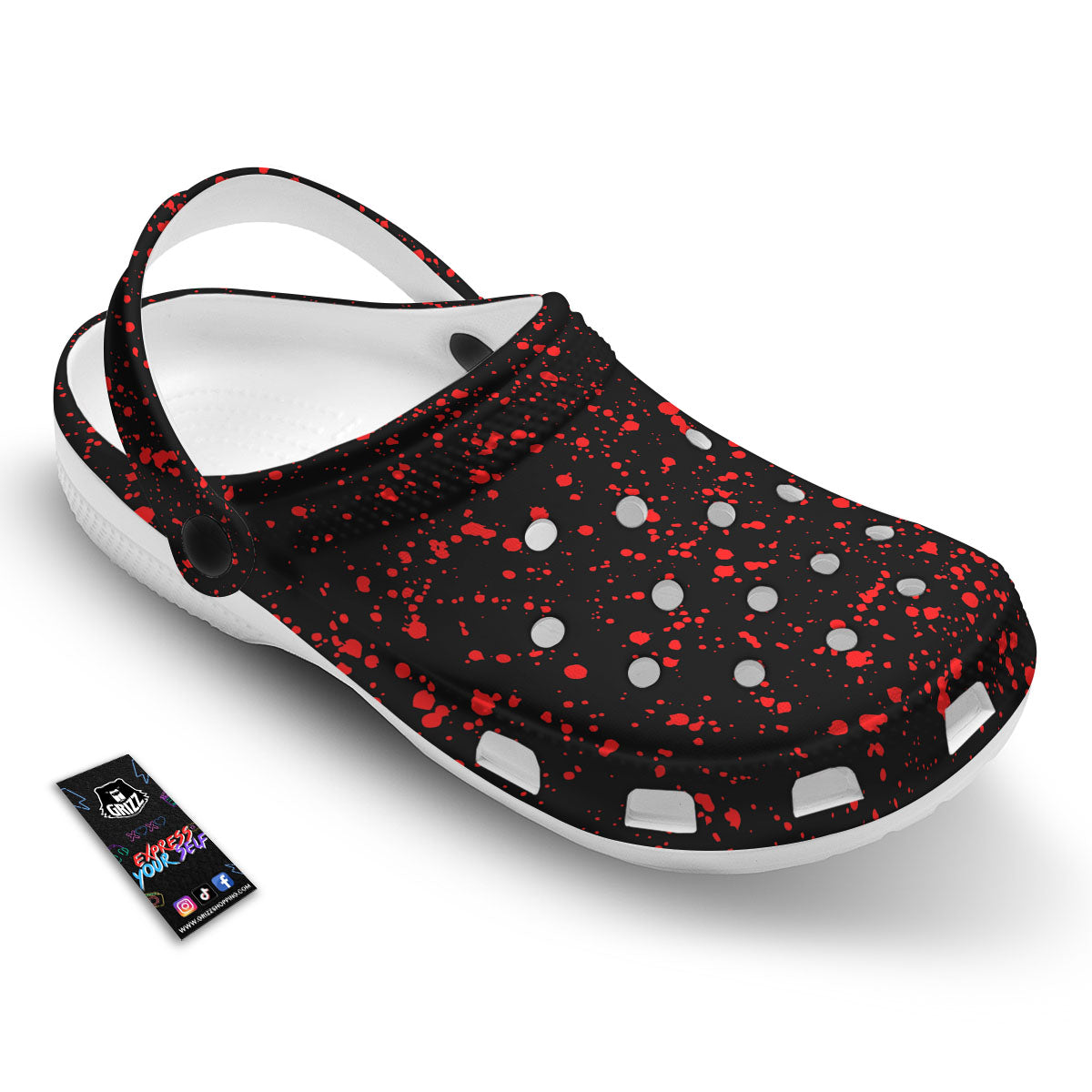 Blood Red Print Pattern Clog-grizzshop