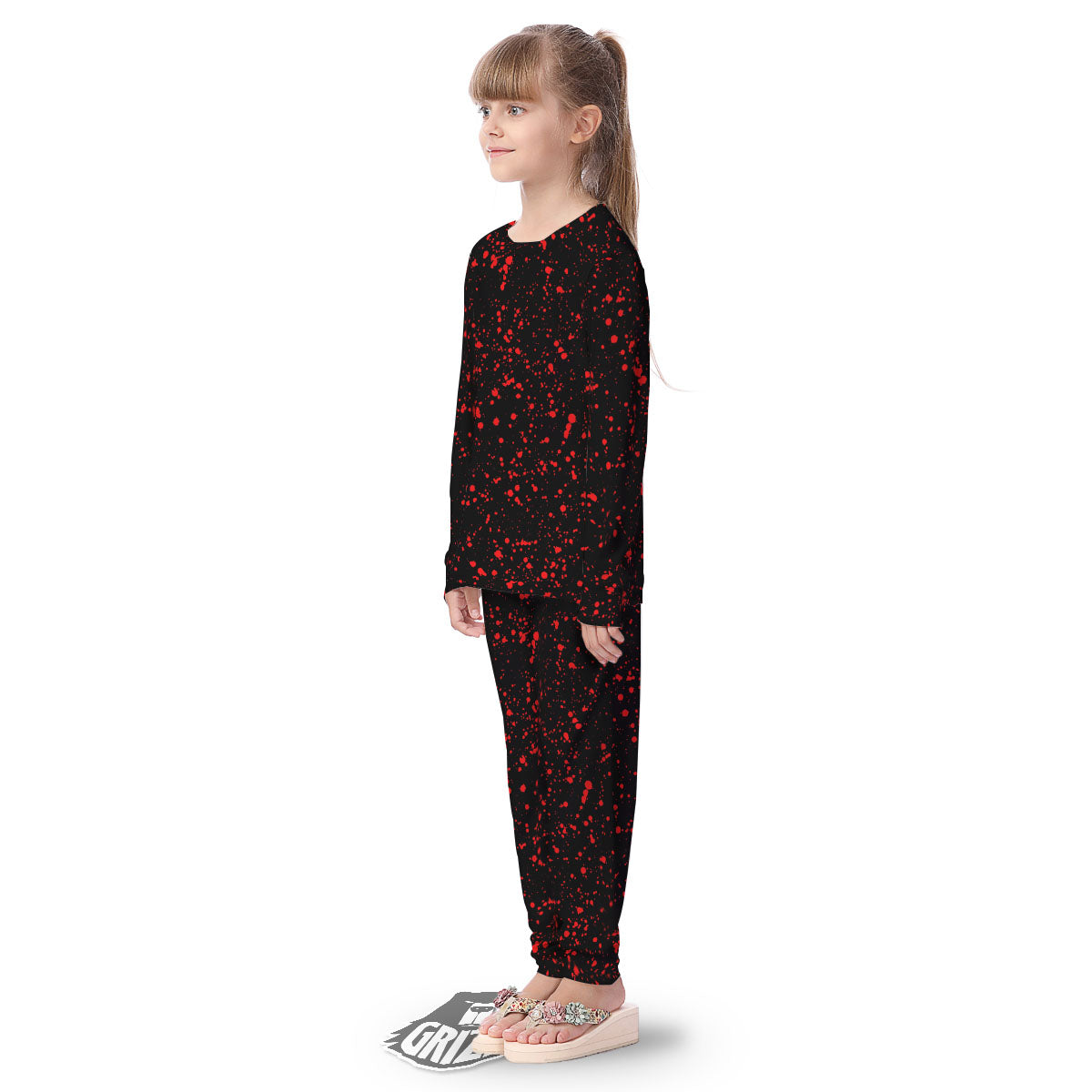 Blood Red Print Pattern Kid's Pajamas-grizzshop