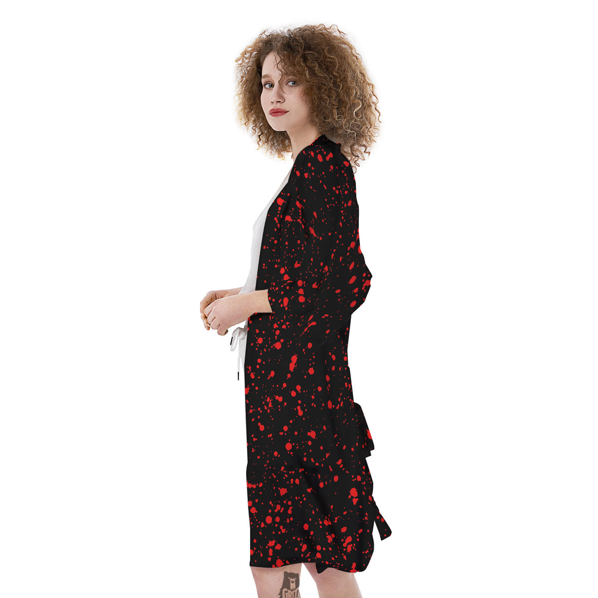 Blood Red Print Pattern Kimono-grizzshop