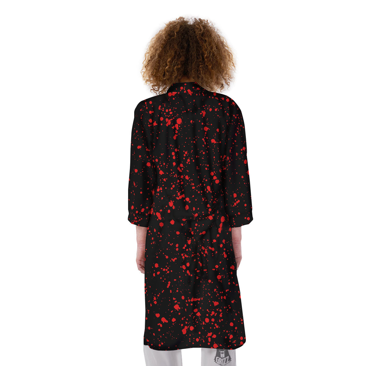 Blood Red Print Pattern Kimono-grizzshop