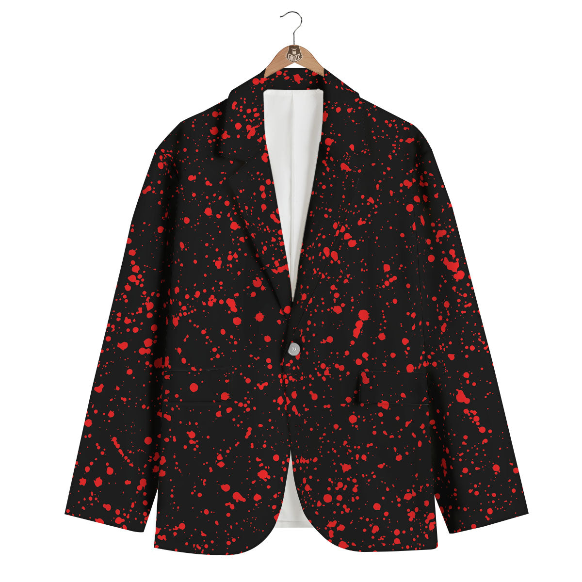 Blood Red Print Pattern Men's Blazer-grizzshop
