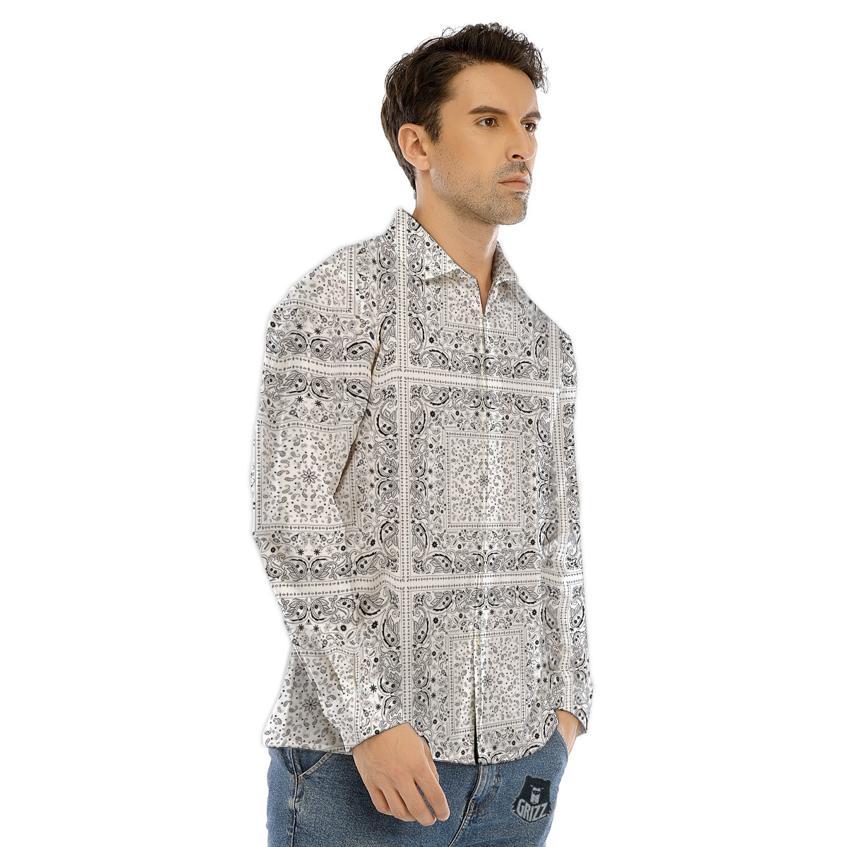 Blood Red Print Pattern Men's Dress Shirts-grizzshop