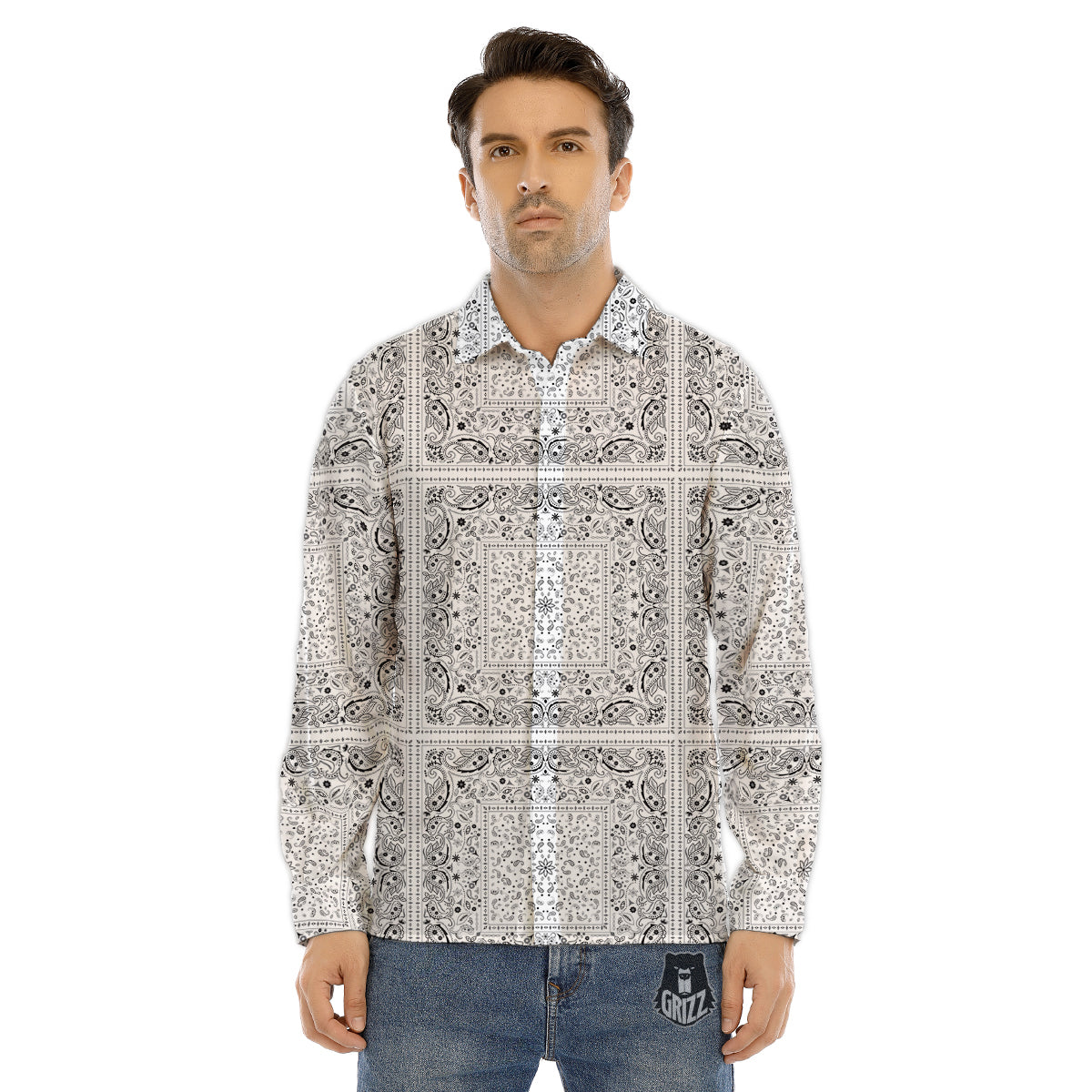 Blood Red Print Pattern Men's Dress Shirts-grizzshop