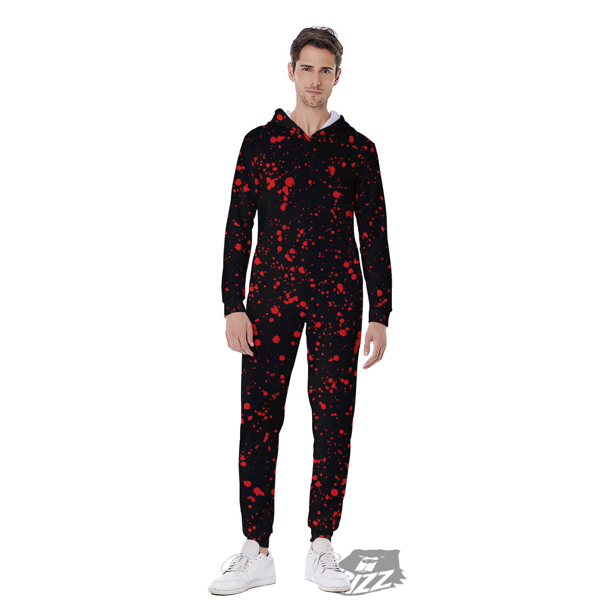 Blood Red Print Pattern Men's Jumpsuit-grizzshop