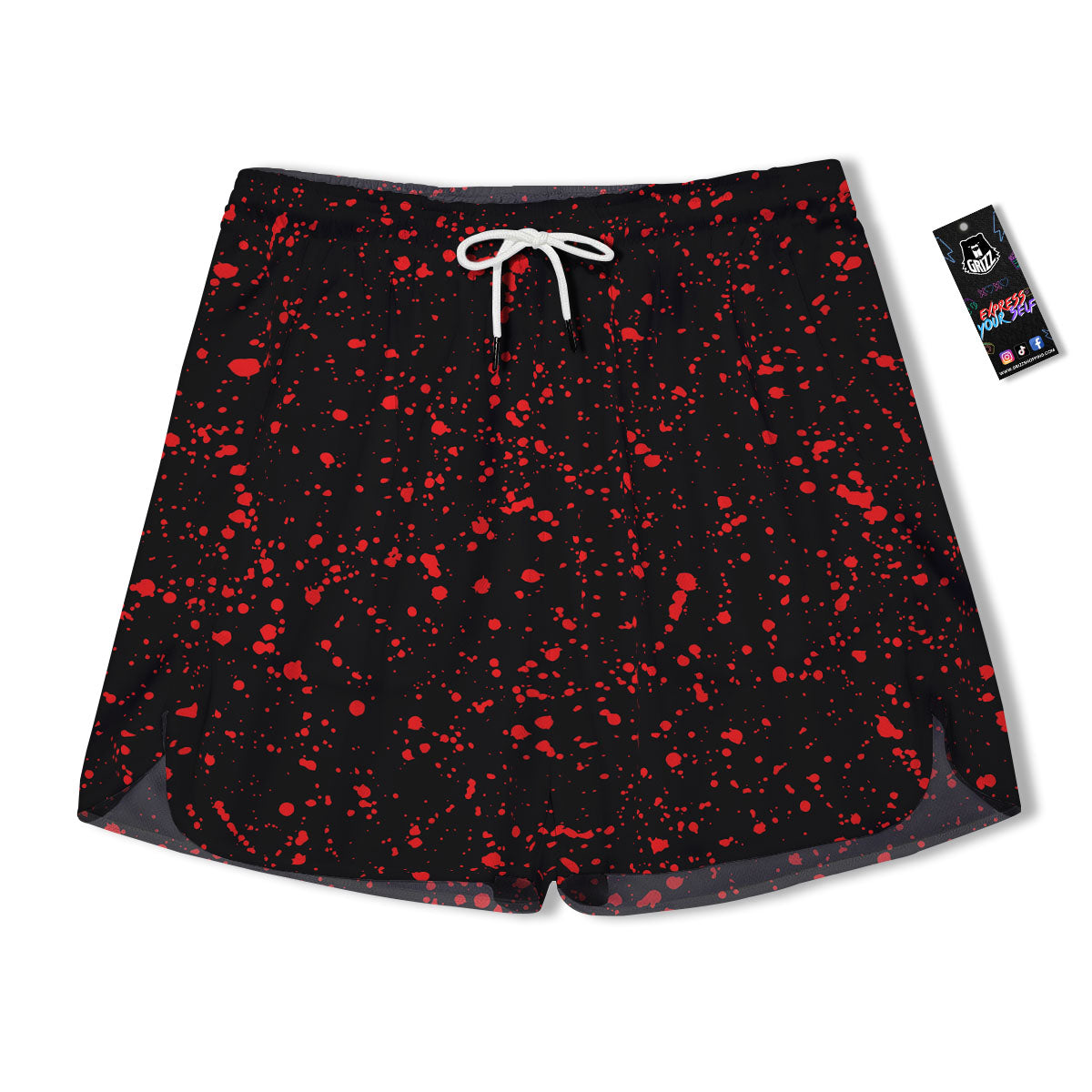 Blood Red Print Pattern Men's Running Shorts-grizzshop