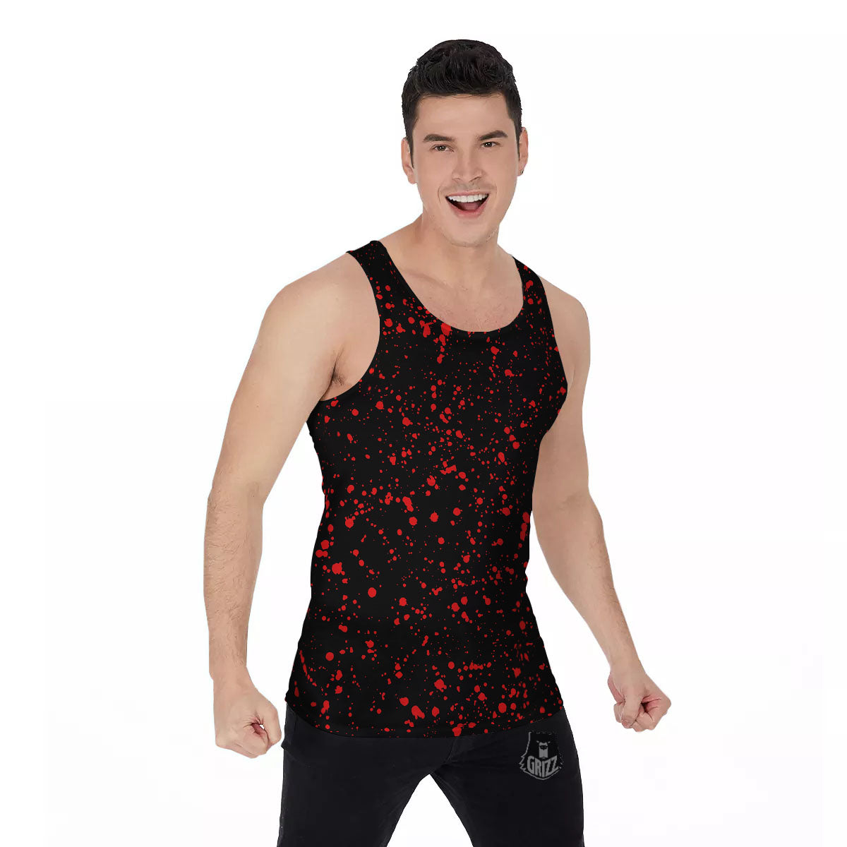 Blood Red Print Pattern Men's Tank Top-grizzshop