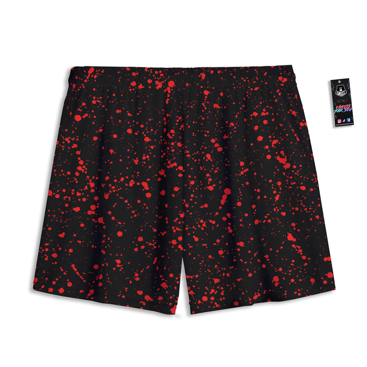 Blood Red Print Pattern Mesh Shorts