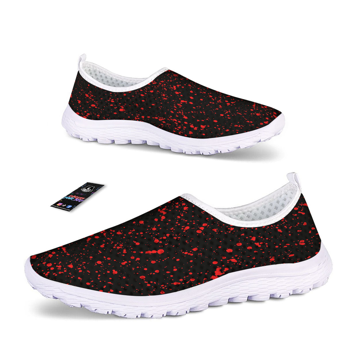 Blood Red Print Pattern Nurse Shoes-grizzshop