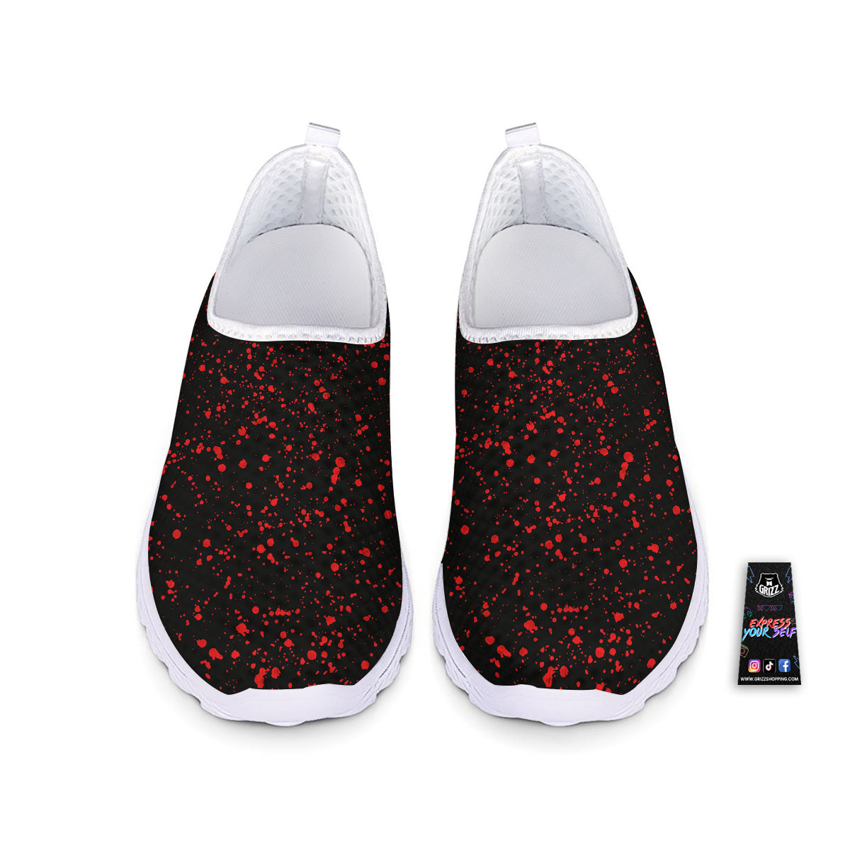 Blood Red Print Pattern Nurse Shoes-grizzshop