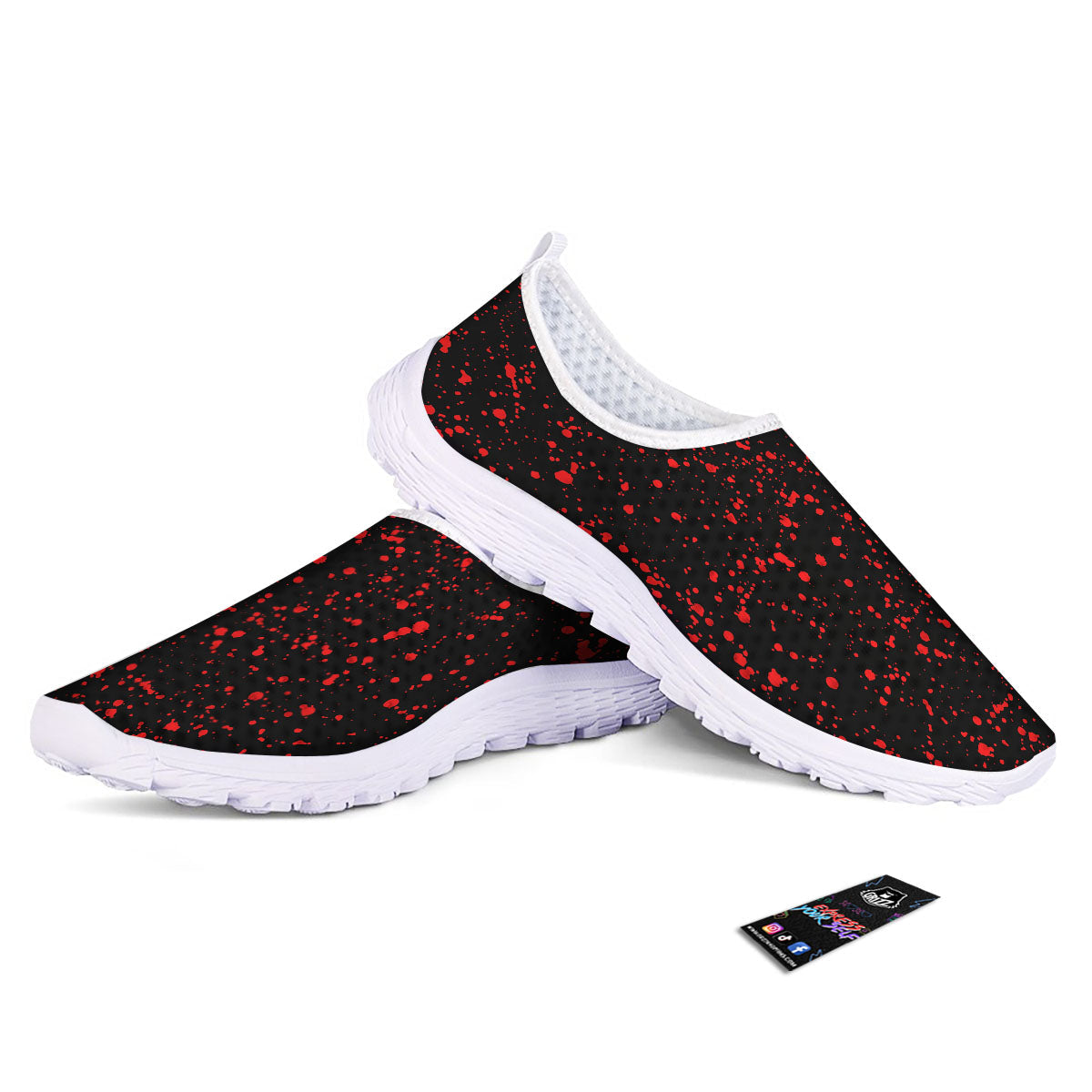 Blood Red Print Pattern Nurse Shoes-grizzshop