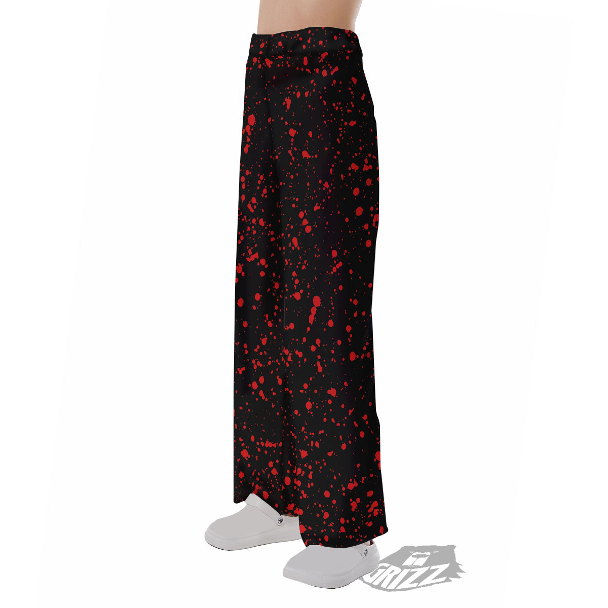 Blood Red Print Pattern Pajama Pants-grizzshop