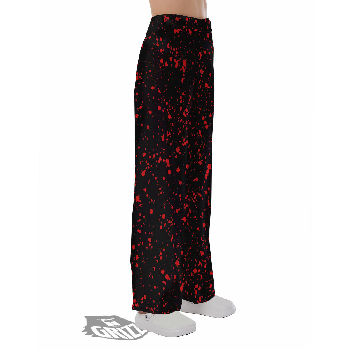 Blood Red Print Pattern Pajama Pants-grizzshop