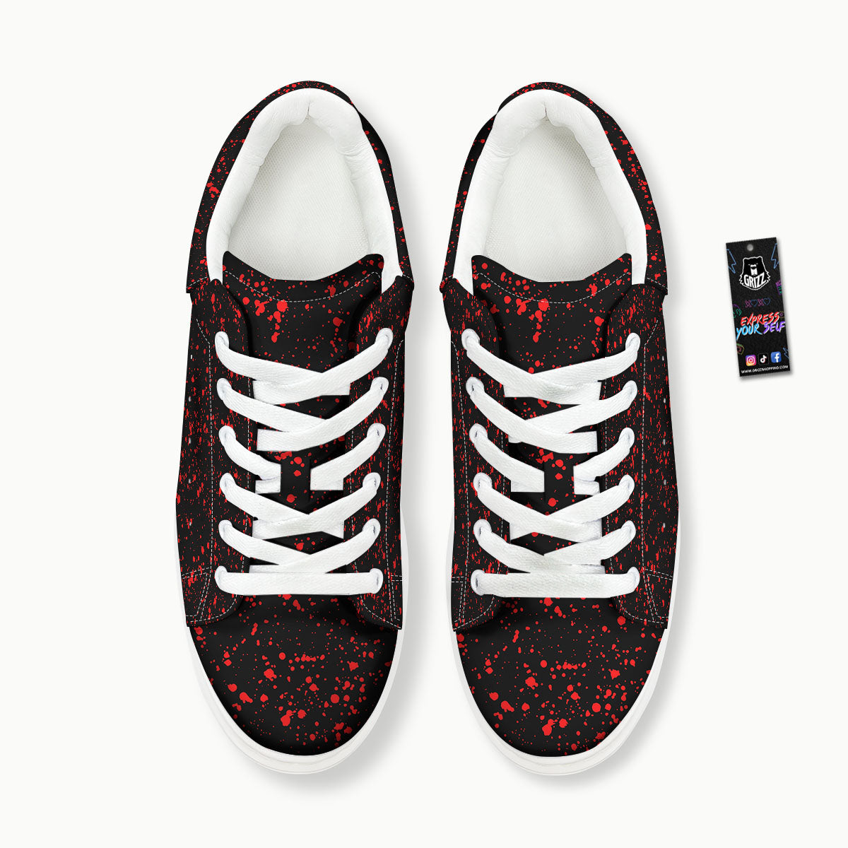 Blood Red Print Pattern Platform Shoes-grizzshop
