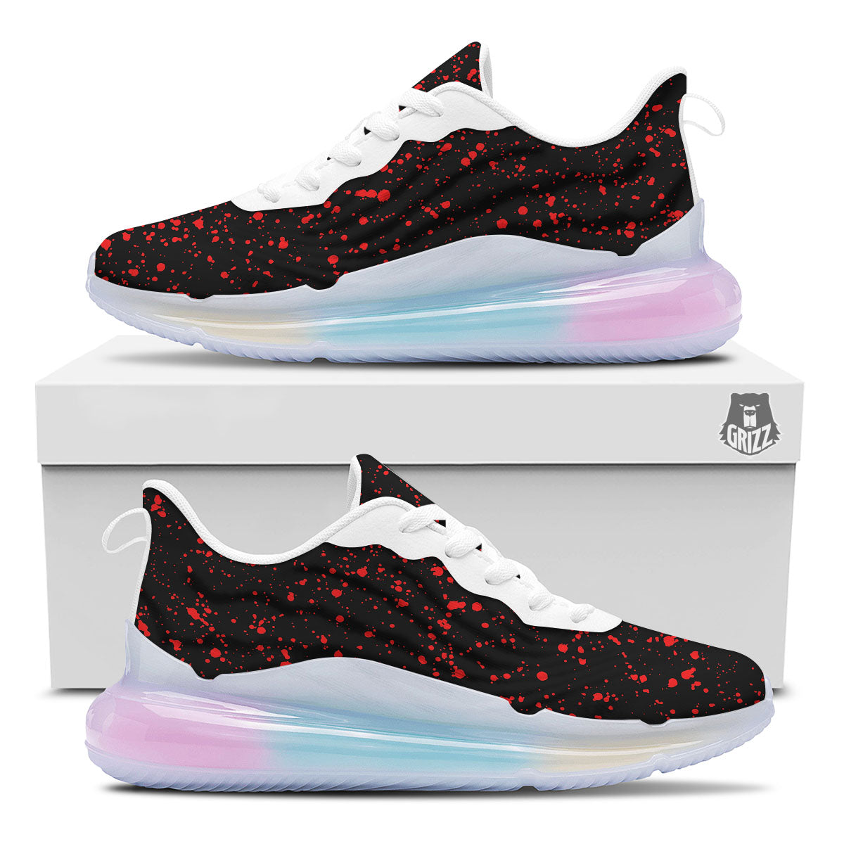 Blood Red Print Pattern Running Sneakers-grizzshop