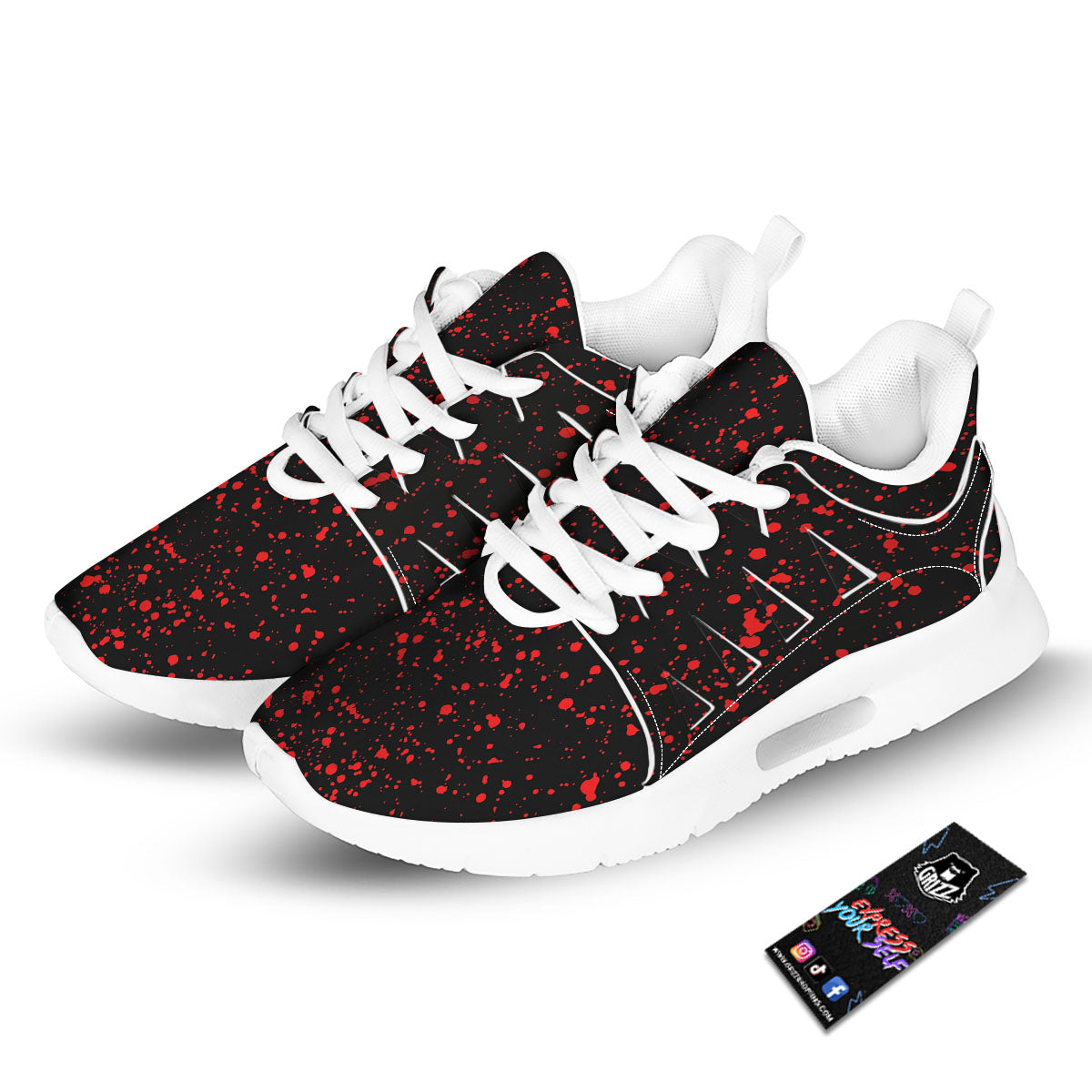 Blood Red Print Pattern Tennis Shoes-grizzshop