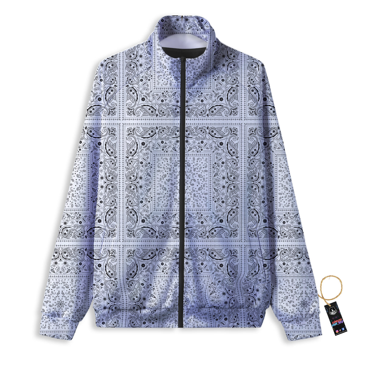 Blood Red Print Pattern Track Jacket-grizzshop