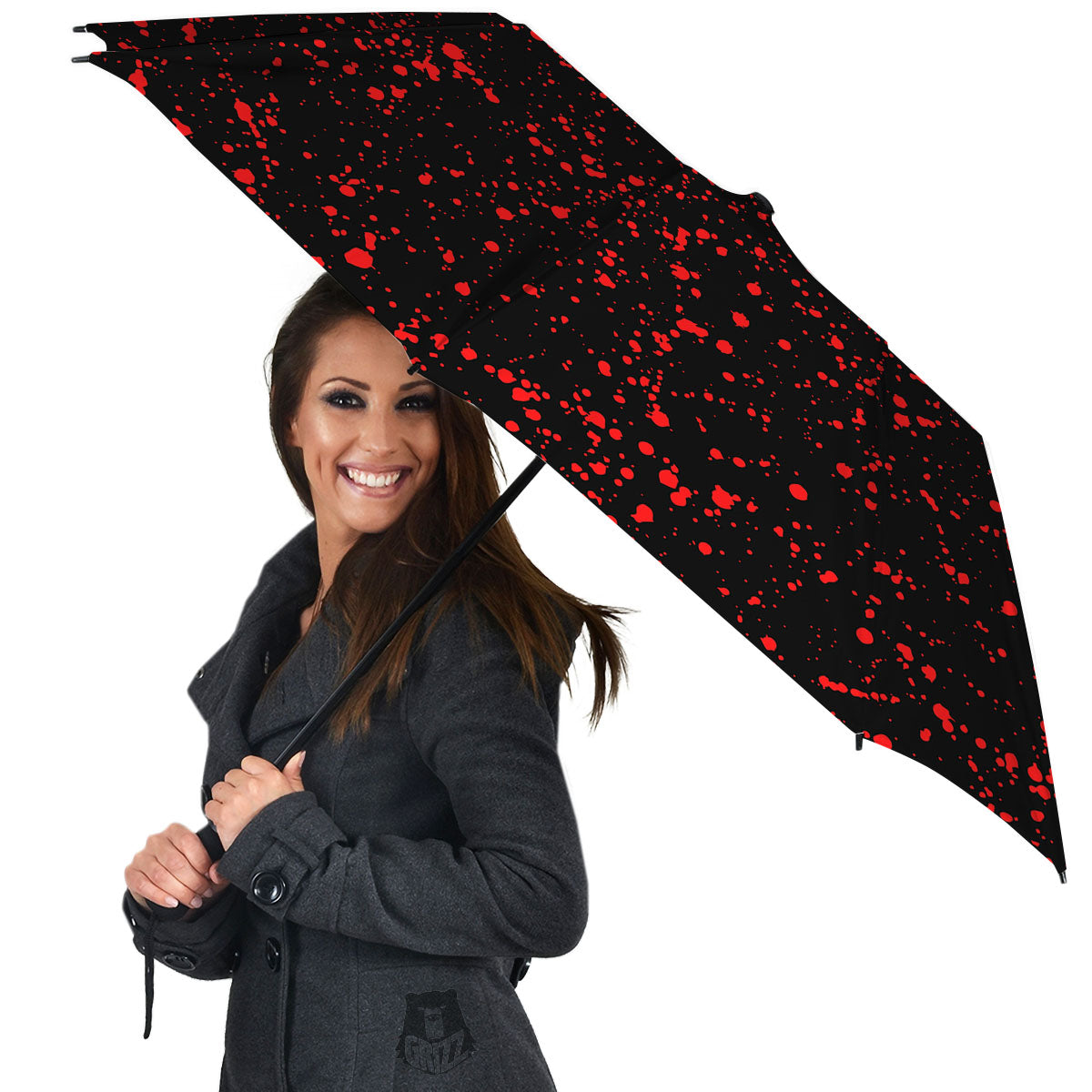 Blood Red Print Pattern Umbrella-grizzshop