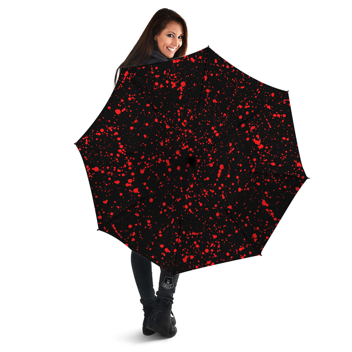 Blood Red Print Pattern Umbrella-grizzshop