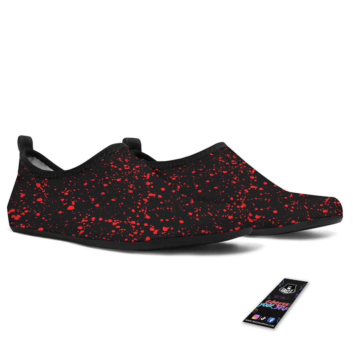 Blood Red Print Pattern Water Shoes-grizzshop