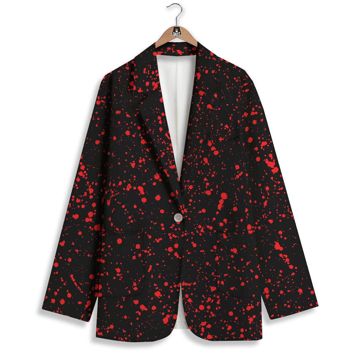 Blood Red Print Pattern Women's Blazer-grizzshop