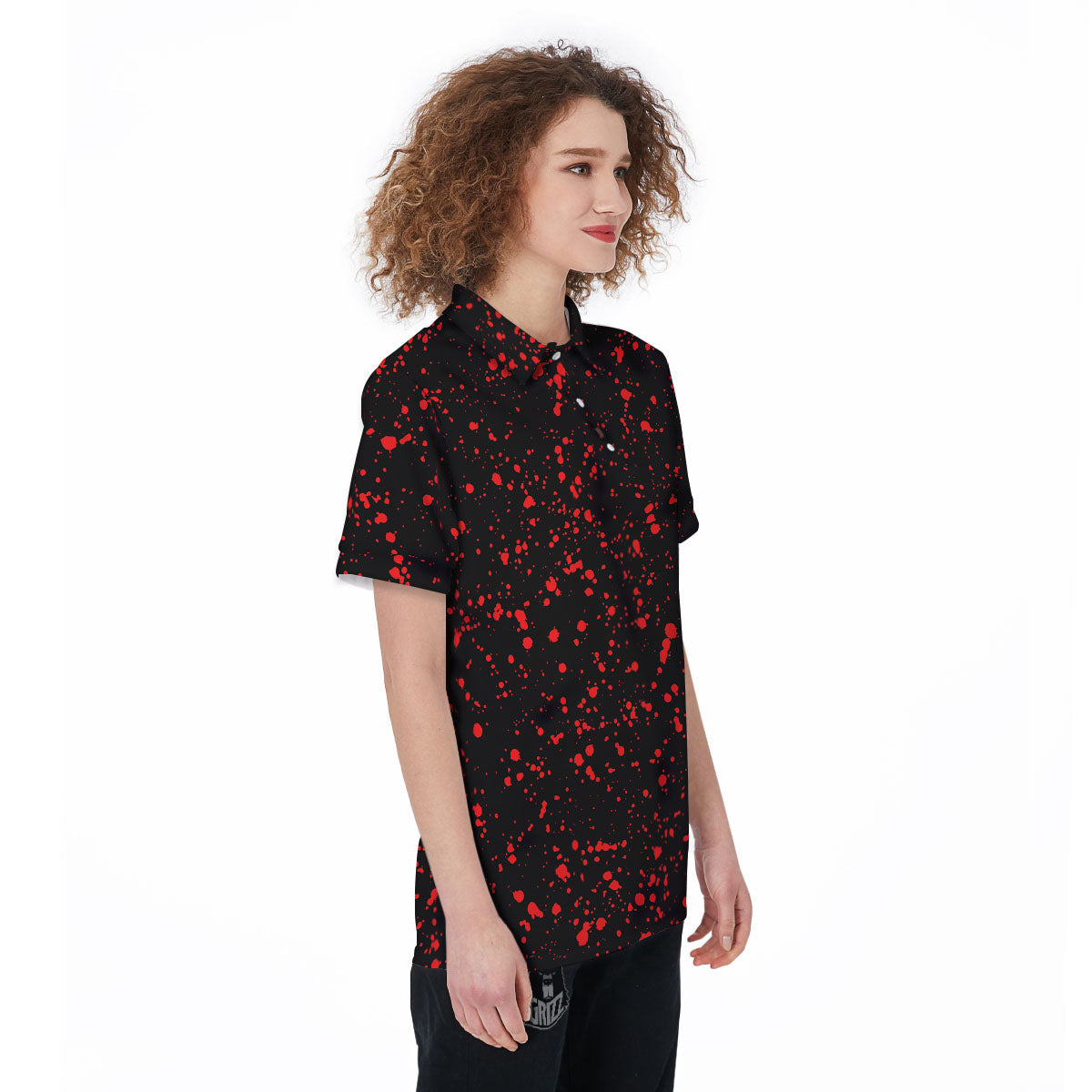 Blood Red Print Pattern Women's Golf Shirts-grizzshop