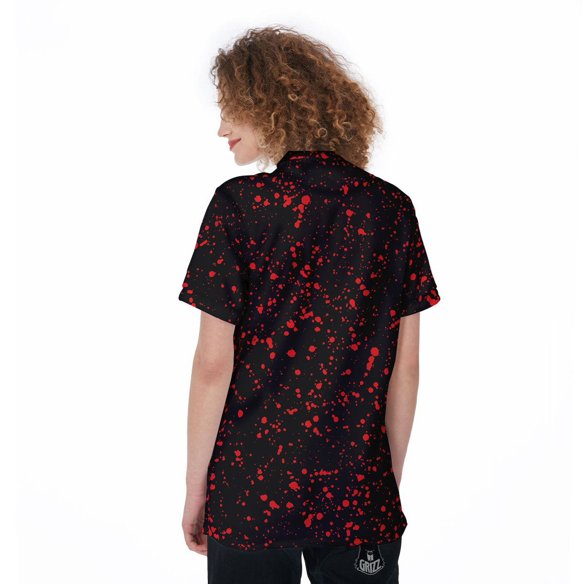 Blood Red Print Pattern Women's Golf Shirts-grizzshop