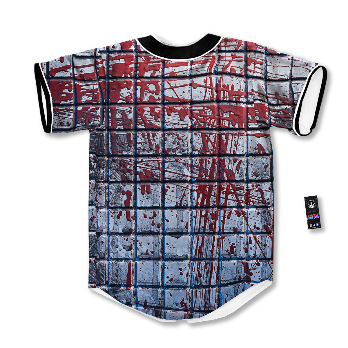 Blood Room Bloody Print Baseball Jersey-grizzshop