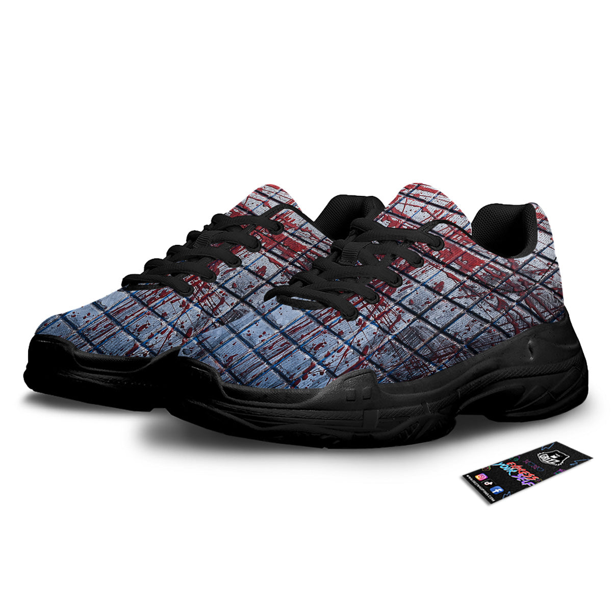 Blood Room Bloody Print Black Chunky Shoes-grizzshop