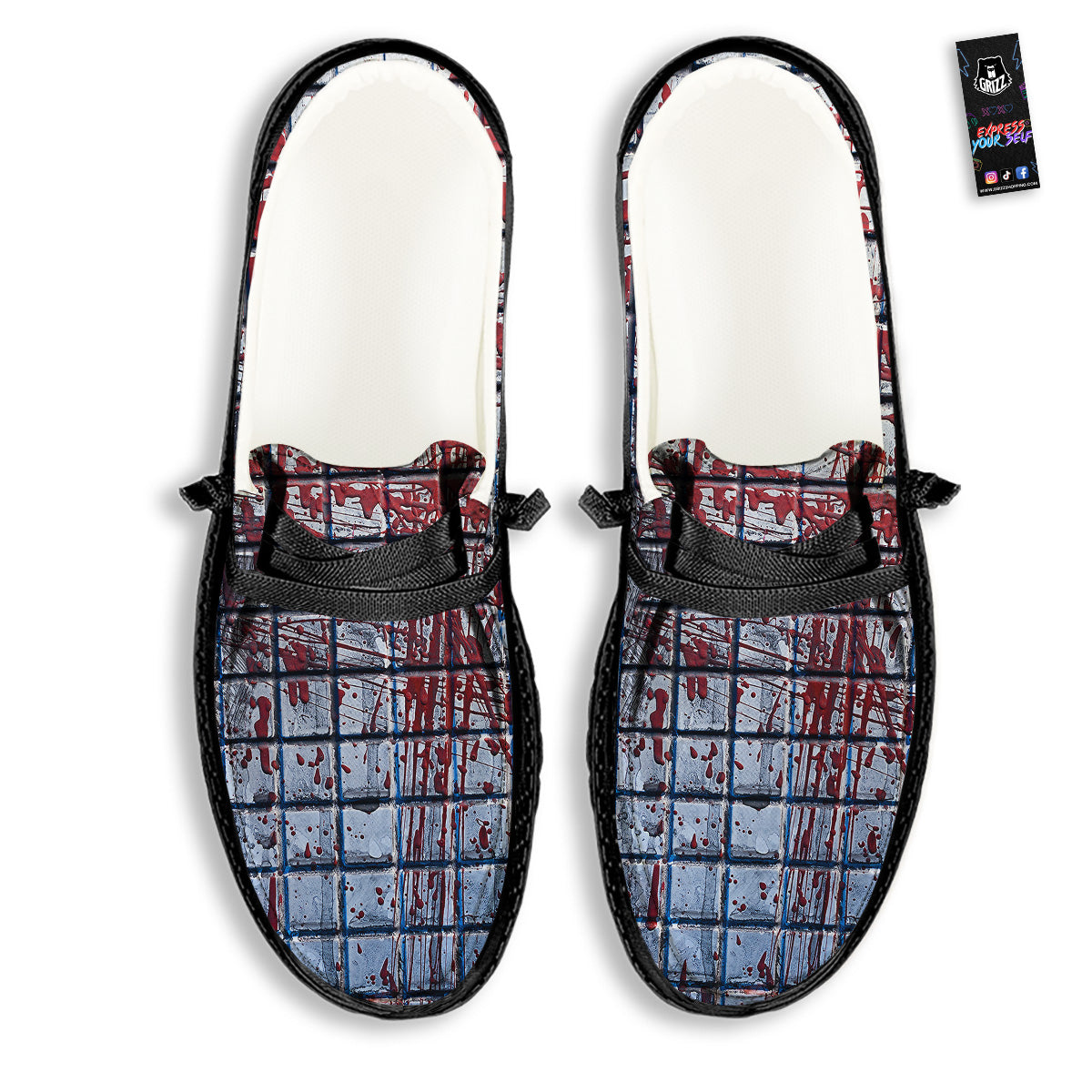 Blood Room Bloody Print Black Loafers-grizzshop