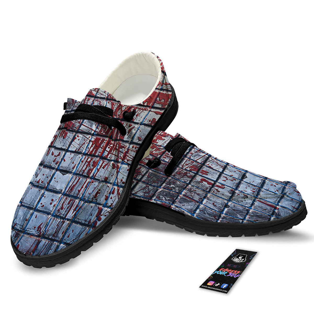 Blood Room Bloody Print Black Loafers-grizzshop